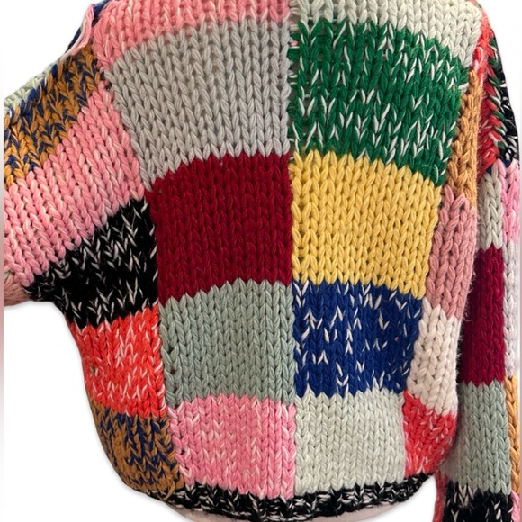Colorful and Bold Patchwork Knit Sweater - Picture 9 of 16